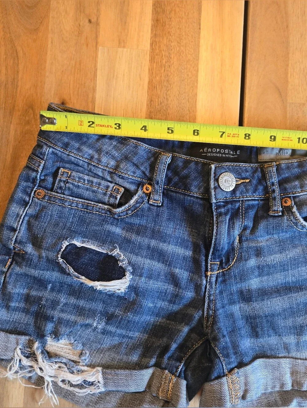 Aeropostale Distressed Denim Shorts - Blue